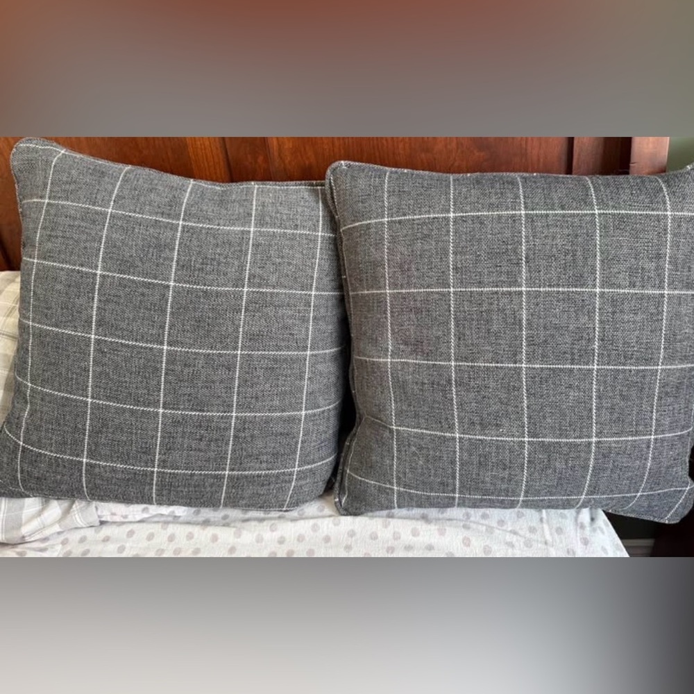 Charcoal Plaid Throw Pillows-NEW